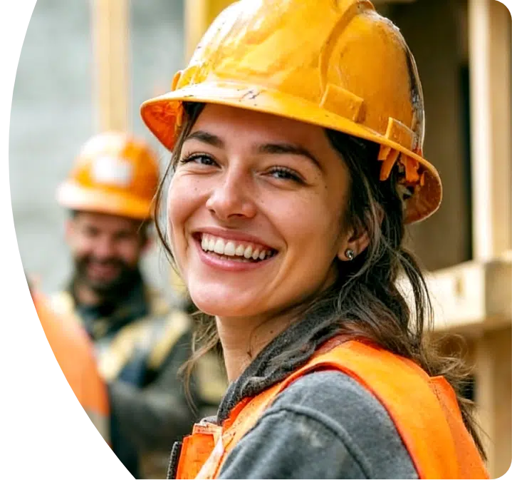 Smiling construction worker in hard hat
