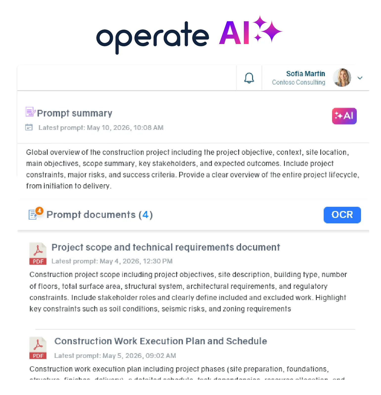 Operate AI dashboard preview