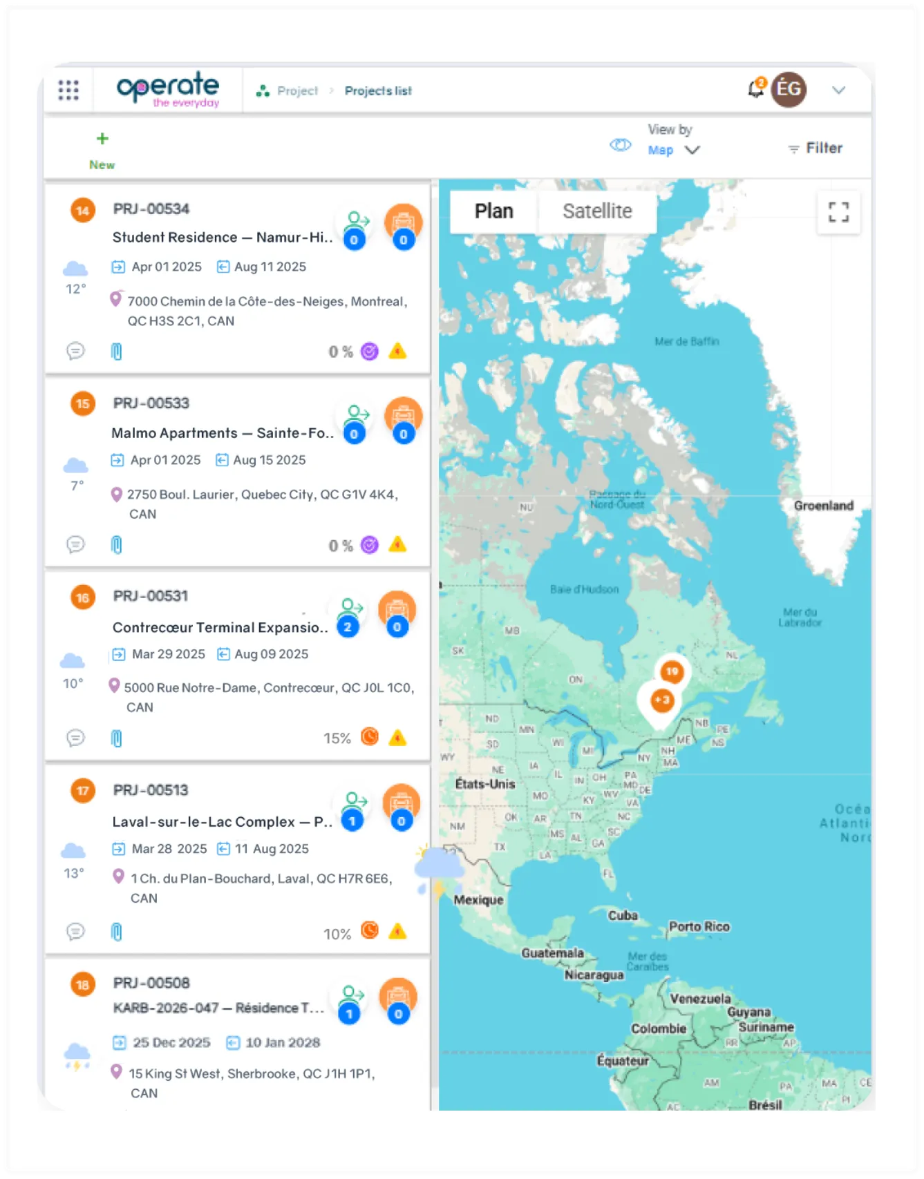 Operate map view